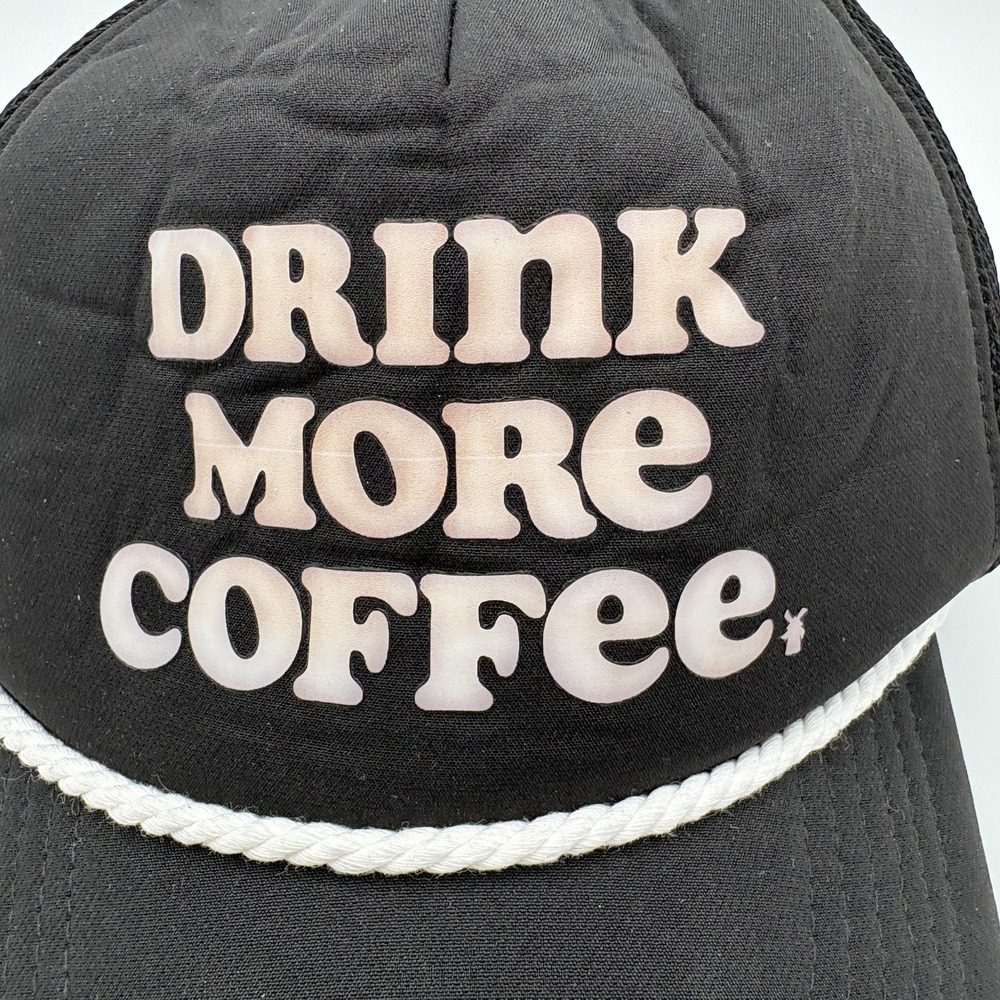 Dutch‎ Bros Trucker Hat Mens One Size Black Mesh Drink More Coffee Funny - Picture 2 of 3